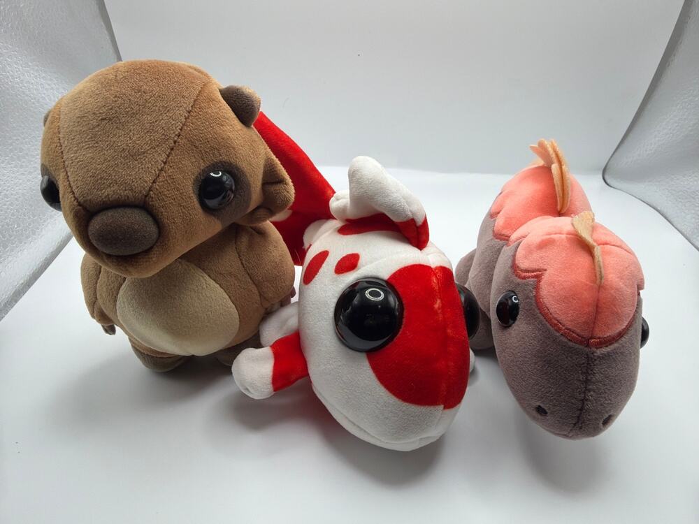 Adopt Me Pets Plush Sloth Brown, Stegosaurus, Fish Mini 5"